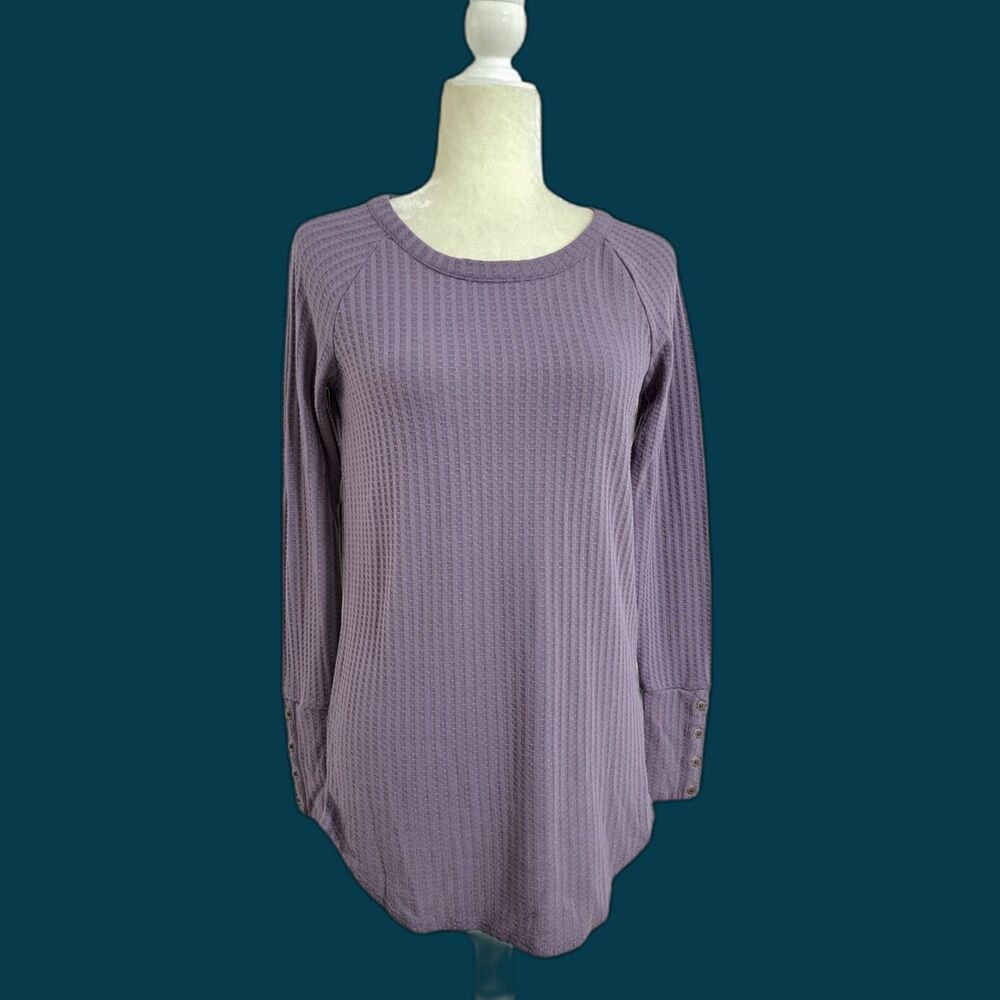 Chaser Women's Lilac Waffle knit Long Sleeve Thermal Boho Top Sz Small